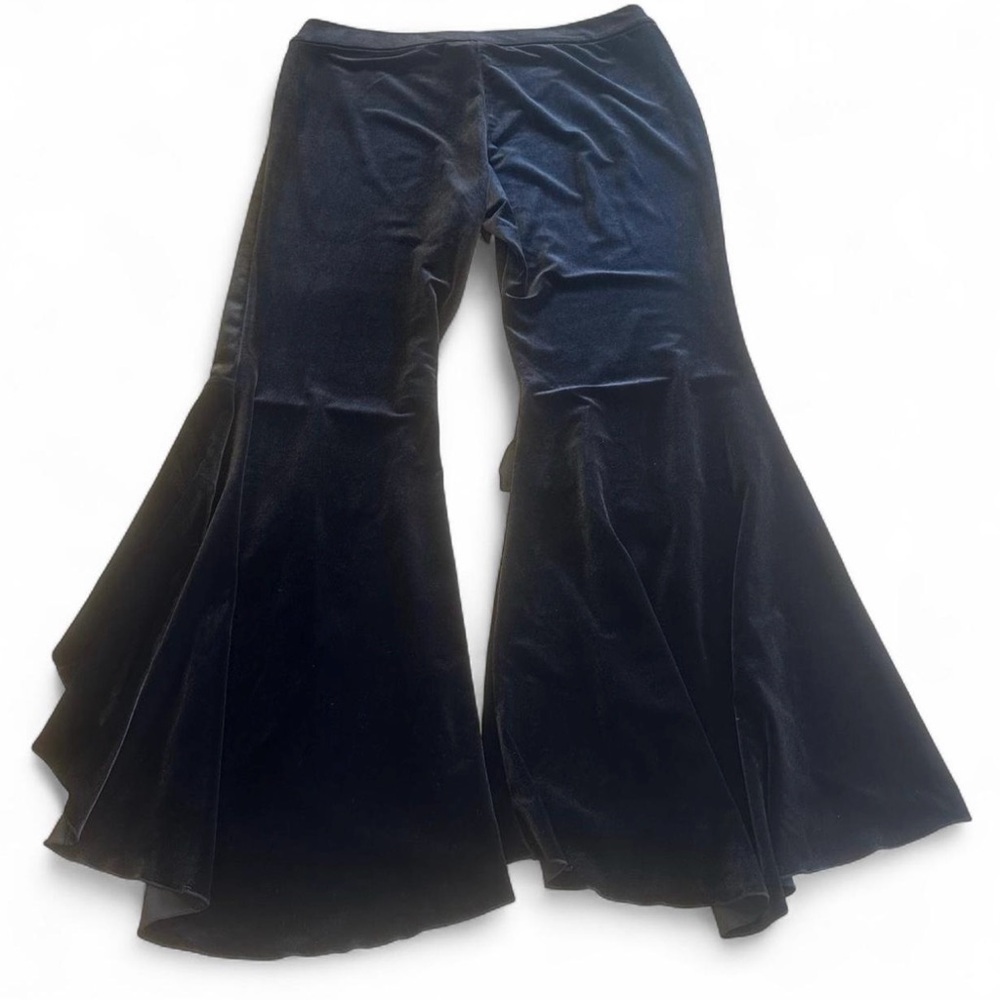 INC Velvet Split-Ruffle Tulip Hem Bootcut Leg Pant 14 Punk Boho Hippie Steampunk - Picture 2 of 10